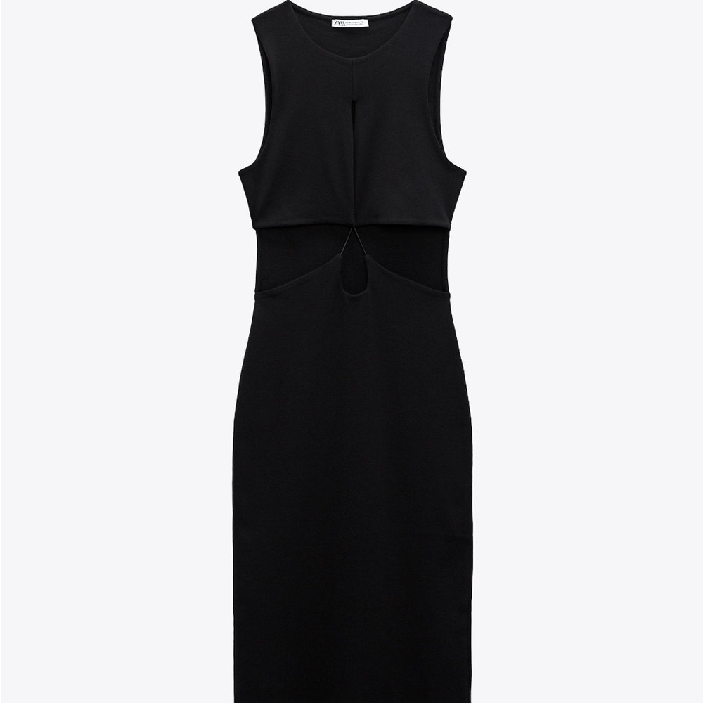 Zara Black Halter Sheath Midi Dress